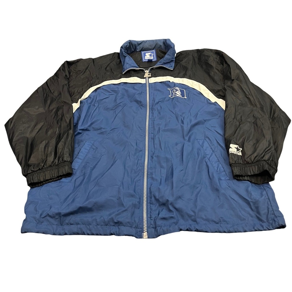 Starter Duke Blue Devils Jacket Mens 2XL Blue Black Vintage Windbreaker NCAA